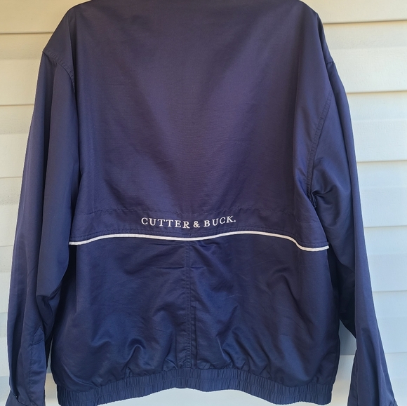 Men's Cutter & Buck 'Pebble Beach' Large Navy-Blue Lined CB Weathertech Zip Jack - Picture 7 of 11
